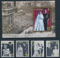 II. Erzsébet és Fülöp herceg esküvője sor + blokk, Elizabeth and Prince Philip's wedding set + block