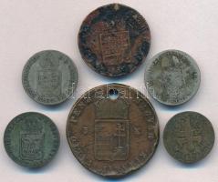 1848. 1kr Cu + 1849NB 3kr Cu + Ausztria 1849A 6kr Ag (3x) + Német Államok / Poroszország ~1820. 1 He...
