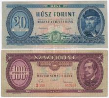1949. 10Ft + 20Ft + 1957. 10Ft (2x) + 100Ft T:III közte szép papír