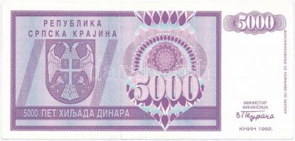 Horvátország / Krajna Szerb Köztársaság 1992. 5000D T:I-
Croatia / Republic of Serbian Krajina 1992...
