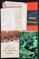 1968-1976 9 db különböző étlap (Balaton étterem, Zöldfa, Kőműves étterem, stb.)