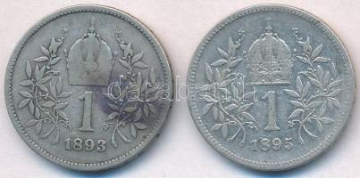 Ausztria 1893-1895. 1K Ag "Ferenc József" (2x) T:2-,3
Austria 1893-1895. 1 Corona Ag &quo...