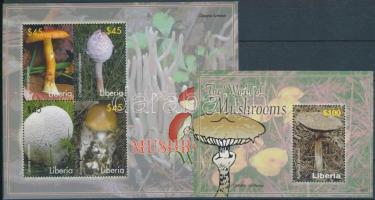 Gombák kisívsor + blokksor, Mushrooms minisheet set + block set