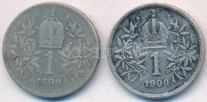 Ausztria 1899-1900. 1K Ag "Ferenc József" (2x) T:2-
Austria 1899-1900. 1 Corona Ag "...