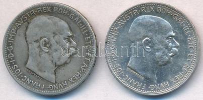 Ausztria 1912-1913. 1K Ag Ferenc József (2x) T:2 Austria 1912-1913. 1 Corona Ag Franz Joseph (2x) C:XF