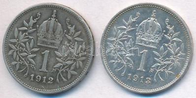 Ausztria 1912-1913. 1K Ag "Ferenc József" (2x) T:2
Austria 1912-1913. 1 Corona Ag "F...