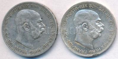 Ausztria 1913-1914. 1K Ag "Ferenc József" (2x) T:2 Austria 1913-1914. 1 Corona Ag "Franz Joseph" (2x) C:XF