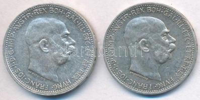 Ausztria 1914-1915. 1K Ag "Ferenc József" (2x) T:2 Austria 1914-1915. 1 Corona Ag "Franz Joseph" (2x) C:XF