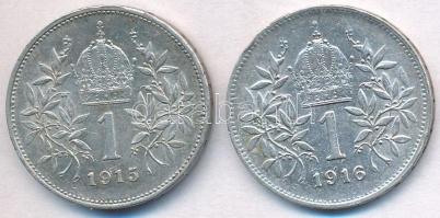 Ausztria 1915-1916. 1K Ag "Ferenc József" (2x) T:2
Austria 1915-1916. 1 Corona Ag "F...