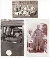 cca 1915-1960 9 db különféle katonai fotó, egy részük hátulján feliratozva, különböző méretben