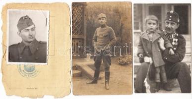 cca 1915-1960 9 db különféle katonai fotó, egy részük hátulján feliratozva, különböző méretben