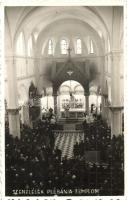 1937 Budapest XIV. Szentlélek Plébánia templom felszentelési ünnepsége, Serédi Jusztinián beszédet mond, belső, photo