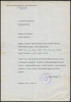 1977 Aczél György (1917-1991) kommunista politikus saját kézzel aláírt levele Vas Zoltán (1903-1983) író, 56-os államminiszter részére, melyben Kádár János üdvözletét tolmácsolja
