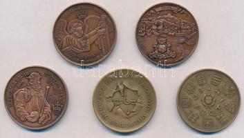 1972-1991. 5db-os MÉE (Magyar Éremgyűjtők Egyesülete) emlékérem tétel T:1-,2