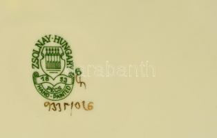 Zsolnay pillangó mintás tál, kézzel festett, jelzett, hibátlan, 26×24,5 cm