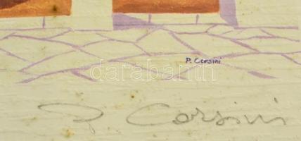 P. Corsini: Pomeriggio assolato. Nyomat, üvegezett keretben, jelzett, 16x22 cm