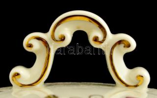 Zsolnay pillangó mintás levesestál, jelzett, kézzel festett, hibátlan, m:18 cm, 31×24 cm