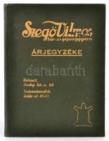 1937 Szegő Vilmos bőr és gépszíjgyárának árjegyzéke. Bp., Kiss Gyula és Társa Törekvés Nyomdája, 123 p. Kiadói aranyozott egészvászon-kötés, szövegközti fekete-fehér fotókkal, illusztrációkkal. Szép állapotban.