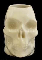 Koponyás, fehér mázas kerámia korsó, hibátlan, jelzés nélkül, m: 14,5 cm