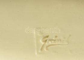 Gránit porcelán elefánt, kézzel festett, jelzett, hibátlan, 15x14 cm