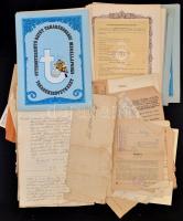 cca 1920-1980 Vegyes papírrégiség tétel, közte térkép, okirat, takarékbetét, biztosítási kötvény
