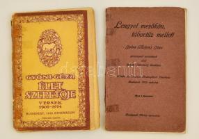 2 db Gyóni Géza-kötet: Lengyel mezőkön, tábortűz mellett. Gyóni (Áchim) Géza przemysli verseinek első itthoni (bővített) kiadása. Bp., 1915, Országos Hadsegélyező Bizottság. Sérült papírkötésben. + Gyóni Géza: Élet szeretője. Versek 1909-1914. Bp., 1918, Athenaeum. Sérült papírkötésben.