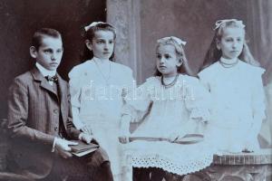 cca 1860-1900 kb 60 db keményhátú fotót tartalmazó szecessziós rézveretekkel díszített fotóalbum. Az...