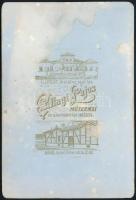 cca 1880 Csillagi Lajos aradi és újpesti műtermét ábrázoló rajzos hátú kabinetfotója 11x16 cm