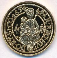 DN "Magyar aranypénzek utánveretben - II. Rákóczi György dukát 1654" aranyozott Ag emlékér...