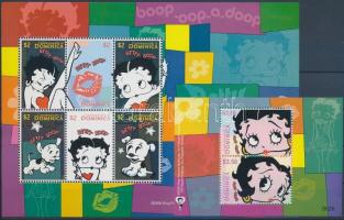 Betty Boop, rajzfilm kisív + blokk, Betty Boop cartoon mini sheet + block