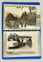 cca 1960-1970 Fotóalbum korabeli keleti és nyugati autókkal, 26 db fotóval, képméret: 8x6 és 13,5x9 ...