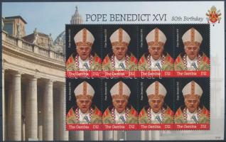 80th Birthday of Pope Benedict XVI minisheet, XVI. Benedek pápa 80. születésnapja kisív