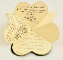 cca 1920 Szív alakú, horgonnyal díszített emlékkönyv bejegyzésekkel