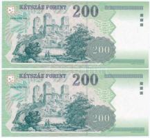 1998. 200Ft "FD" (2x) sorszámkövetők T:I