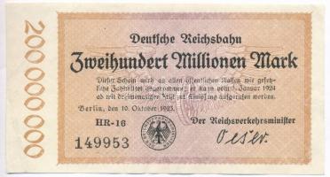 Németország / Weimari Köztársaság / Berlin 1923. 200.000.000M szükségpénz vízjeles papíron T:III Germany / Weimar Republic / Berlin 1923. 200.000.000 Mark necessity note on watermarked paper C:F