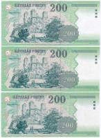 2001. 200Ft (3x) "FA", "FB", "FE" sorozatjel T:I