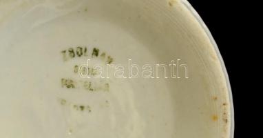 Zsolnay virágmintás bögre, kézzel festett, jelzett, kis kopásokkal, d: 7,5 cm