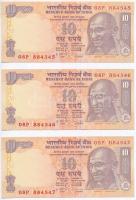 India 2010. 10R (3x) sorszámkövetők T:I India 2010. 10 Rupees (3x) sequential serials C:UNC