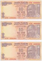 India 2012. 10R (3x) sorszámkövetők T:I India 2012. 10 Rupees (3x) sequential serials C:UNC