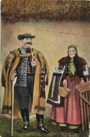 4 db régi magyar és erdélyi folklór, népviselet motívumlap / 4 pre-1945 Hungarian and Transylvanian ...