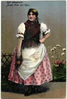 4 db régi magyar és erdélyi folklór, népviselet motívumlap / 4 pre-1945 Hungarian and Transylvanian ...