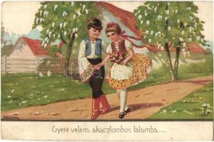 5 db régi magyar folklór, népviselet motívumlap / 5 pre-1945 Hungarian folklore, traditional costume...