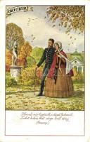 7 db régi művészi képeslap, az év hónapjai / 7 pre-1945 art postcards, months of the year s: Biczó A...