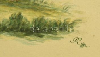 H Kovács jelzéssel: Kiskutya, akvarell, javított, paszpartuban, üvegezett fa keretben, 11×18,5 cm