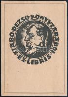 Jelzés nélkül: Szabó Dezső könyvtárából, ex libris, fametszet, papír, javított, 9,5×6,5 cm