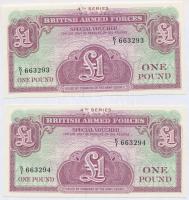 Nagy-Britannia / Katonai kiadás 1962. 1Ł 4. sorozat (4x) sorszámkövetők T:I Great Britain / British Armed Forces 1962. 1 Pound 4th Series (4x) sequential serials C:UNC