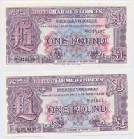 Nagy-Britannia / Katonai kiadás 1948. 1Ł fém biztonsági szállal (4x) közte 2db sorszámkövető és 2db ...