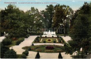 Frantiskovy Lazne, Franzensbad; Elisabethplatz mit Kaiserin Elisabeth Denkmal / park with statue
