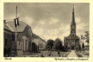 Ókécske, Tiszakécske; református templom, községháza, országzászló