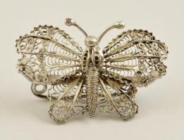 Ezüst(Ag) pillangós bross, jelzett, 3x4,5 cm, nettó: 10,1 g